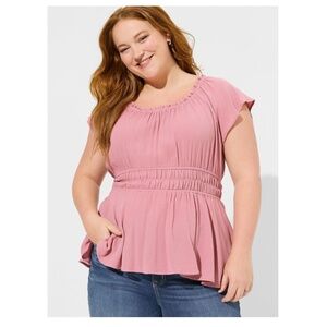 TORRID Babydoll Gauze Short Sleeve Top Foxglove Size 5X